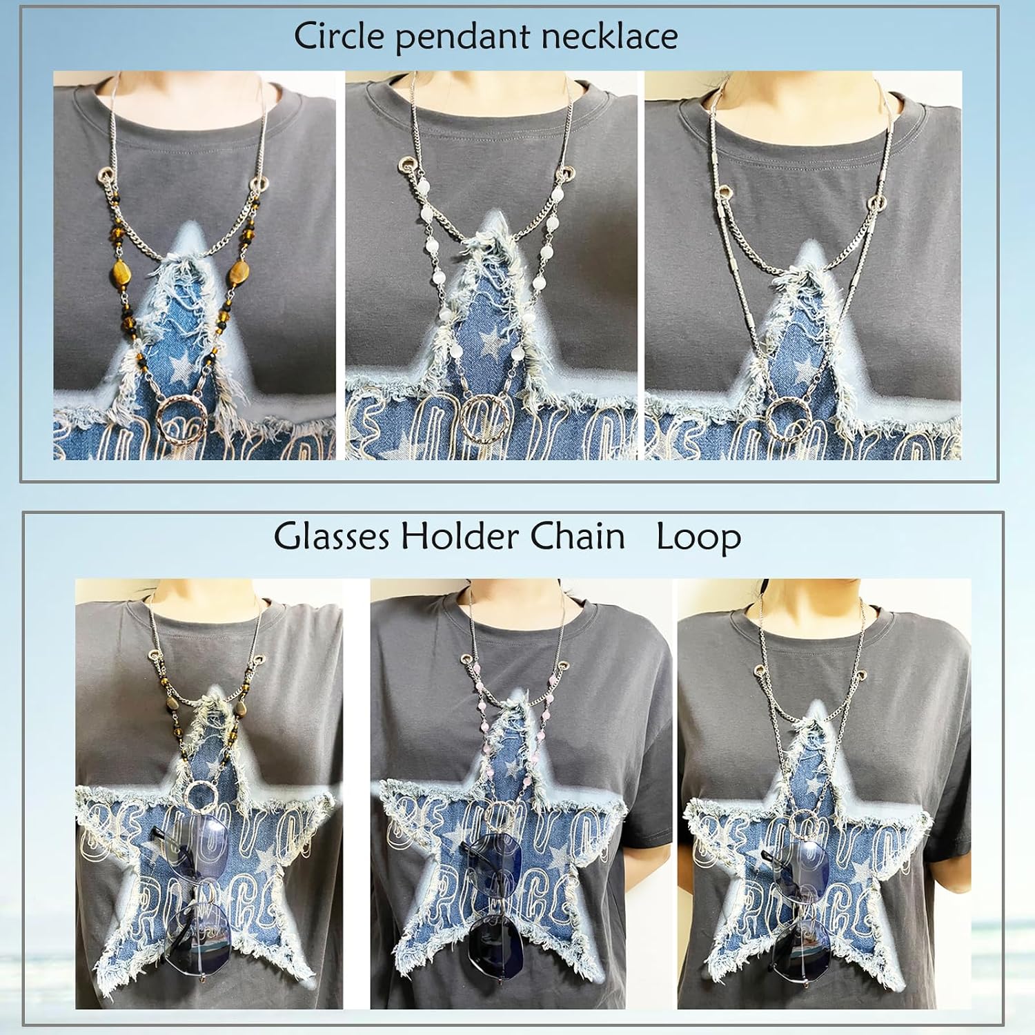 Glasses Holder Chain Loop Eyeglasses Necklace Ring for Women Reading Glasses Sunglasses Necklace for Men