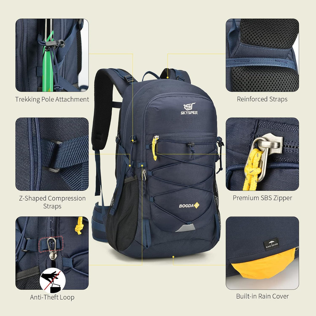 Hiking Backpack for Men Women, 35L Lightweight Travel Daypack, Outdoor Camping Back Pack with Multiple Compartments