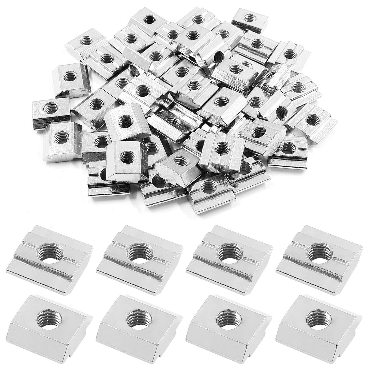 Sliding T Nuts 30 Series M6, 50Pcs, 8mm T-Slot
