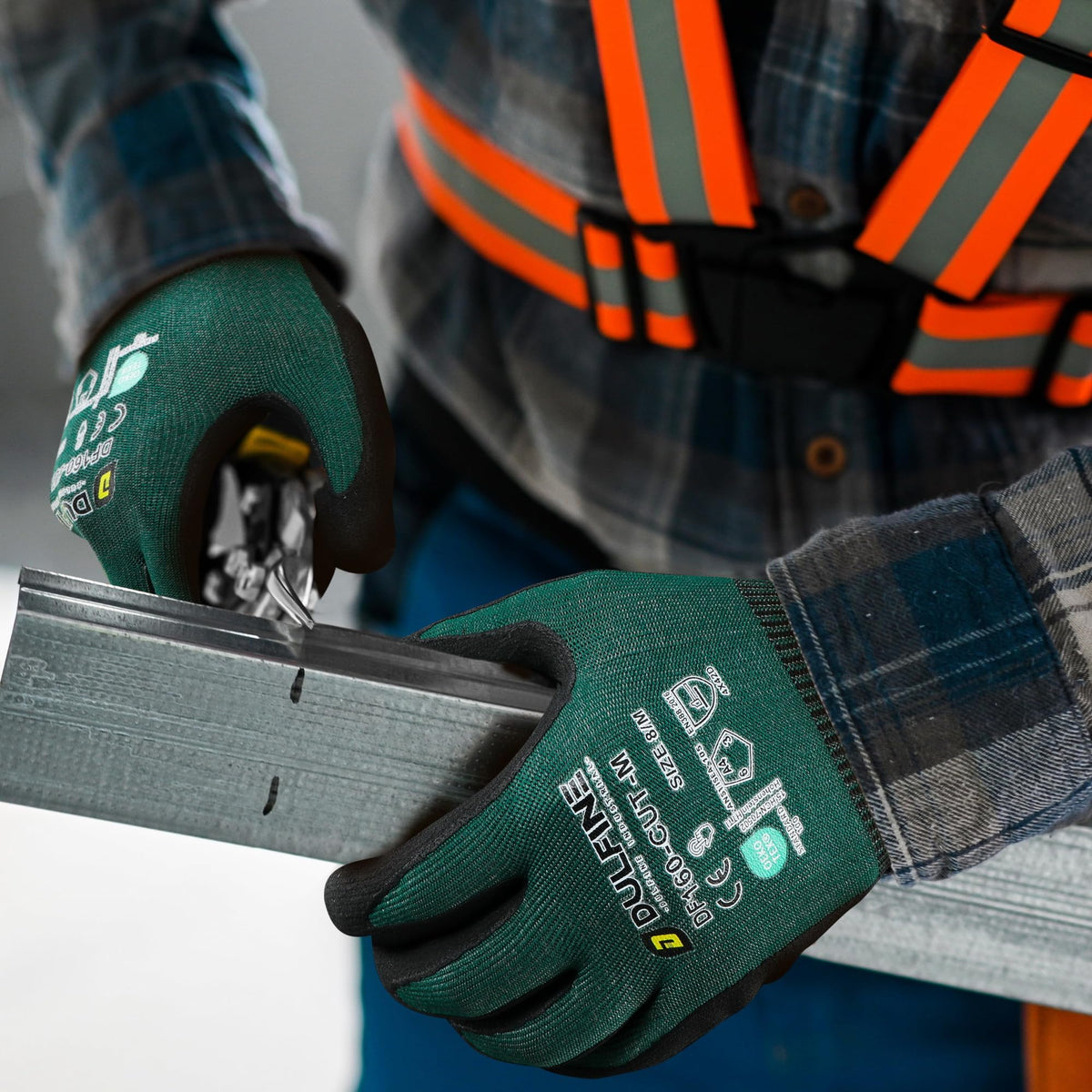 A4 Cut Resistant 6 Pairs Pack Work Gloves for Men & Women Green M