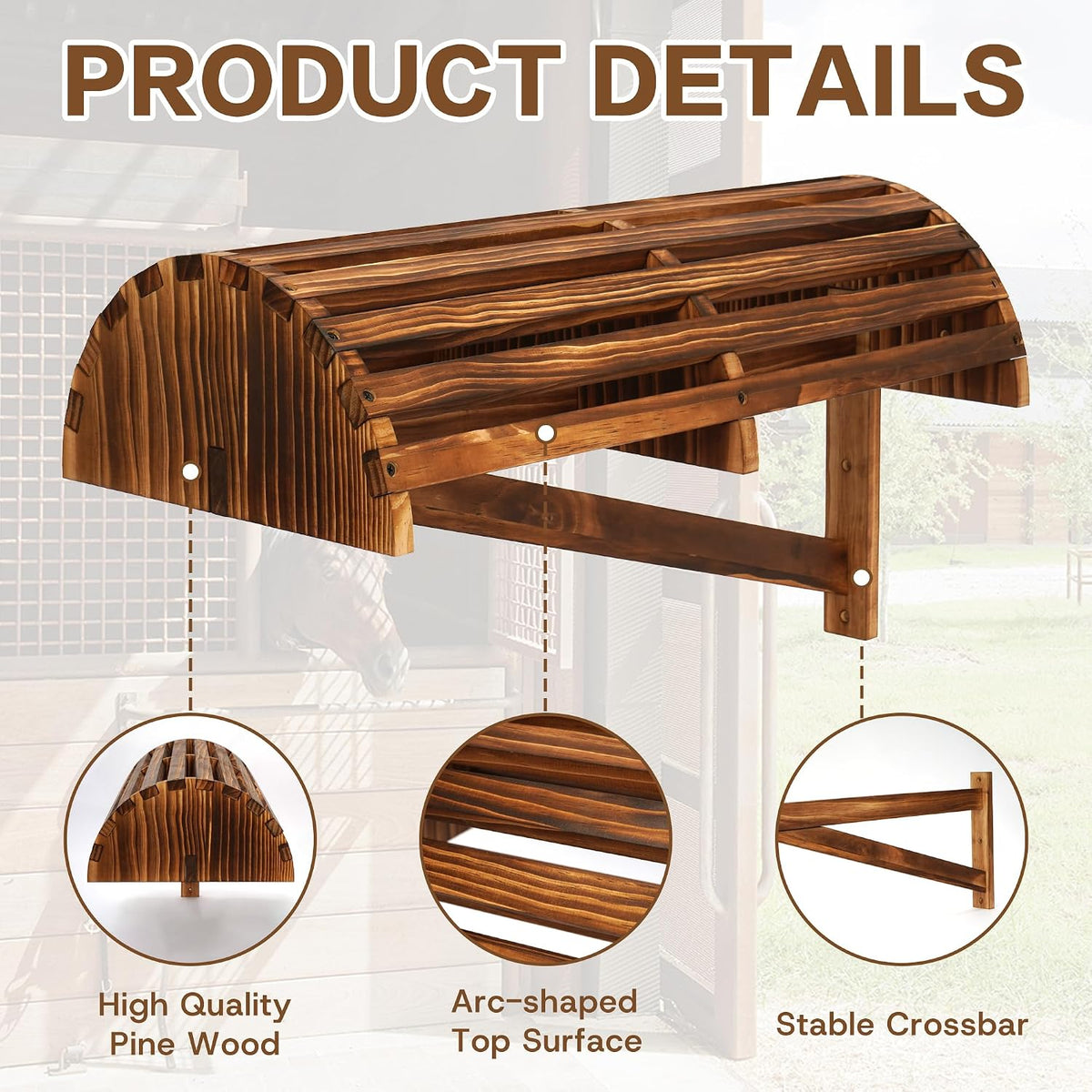 2 Pack Wood Saddle Rack Wall Mounted, 23.6 x11.8 x13.4 inch