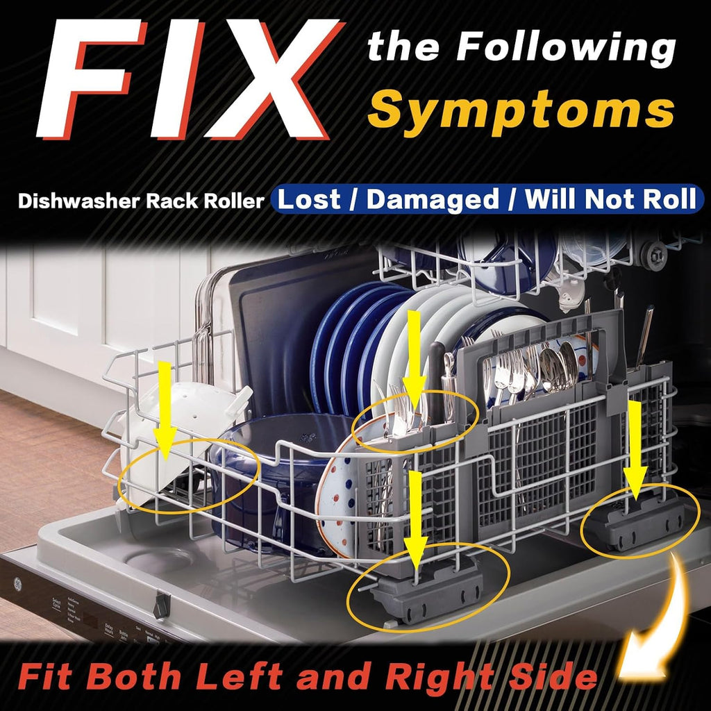 4-Pack WD28X27241 Dishwasher Bottom Rack Wheel/Roller Kit Fit for GE