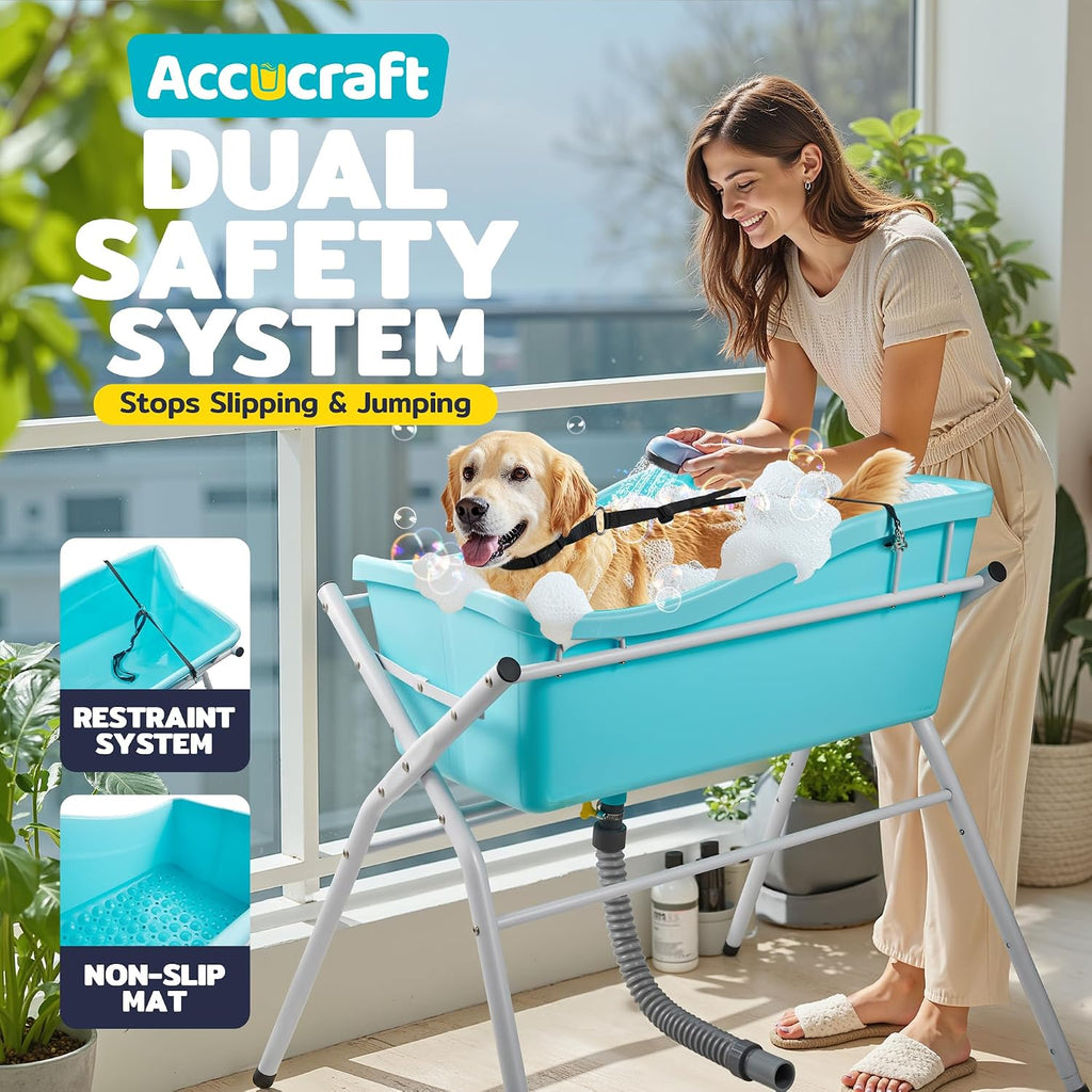 Dog Bath Tub, Portable Dog Washing Bathing Station, 3 Levels Elevated Foldable Dog Bath for Shower and Grooming