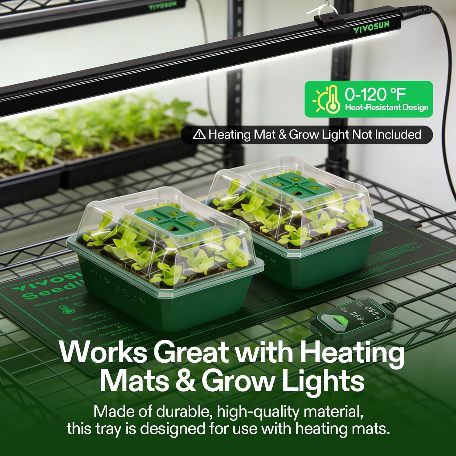 VIVOSUN 6-Pack Seed Starter Trays, 72-Cell Starter Kit with Humidity Dome | Flat Reusable Plant Germination Trays