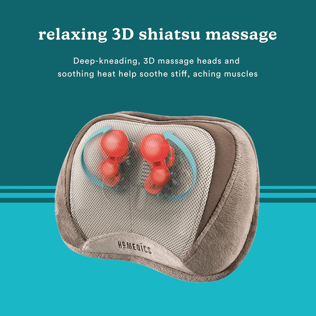 Shiatsu Back Massager with Heat, 3D Deep Tissue Massage Pillow for Neck & Shoulders, Electric Kneading Lumbar