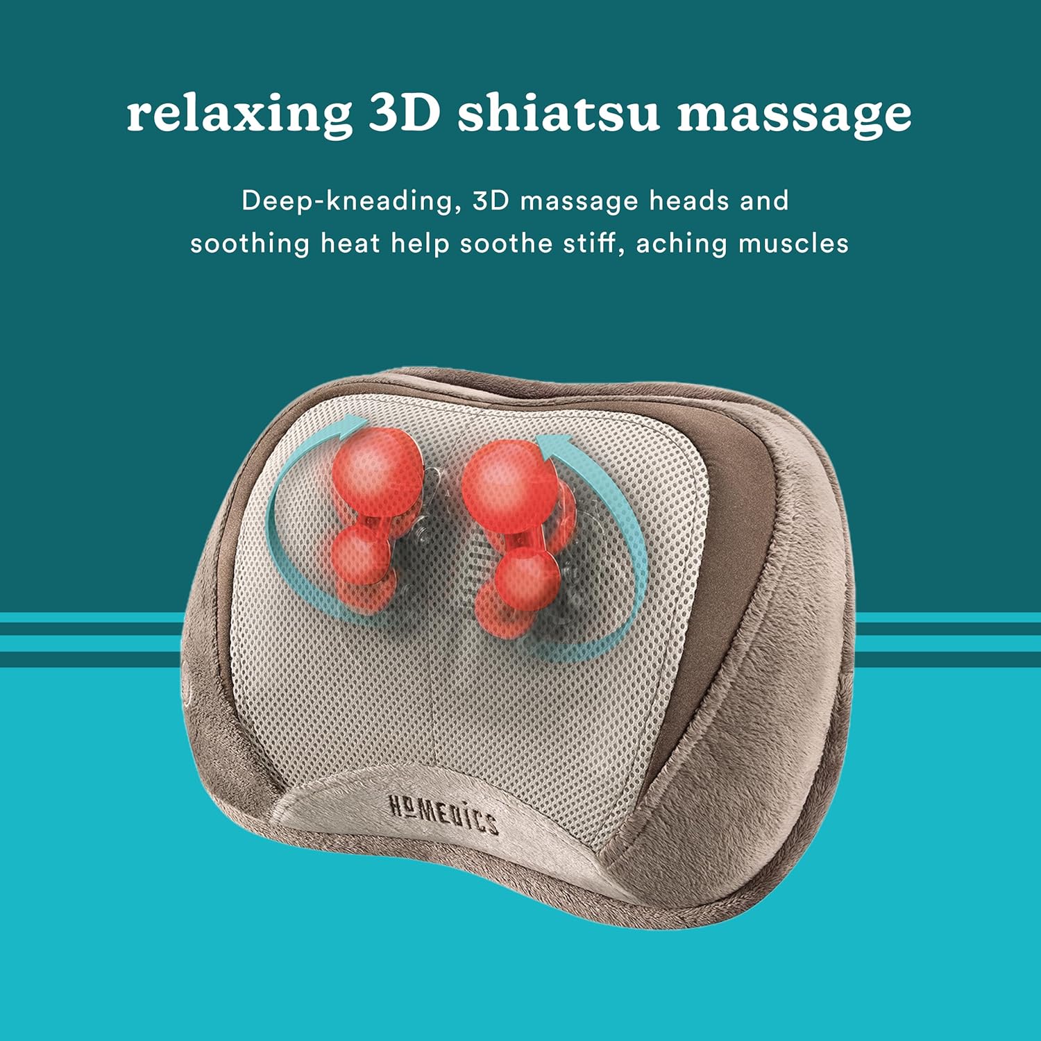 Shiatsu Back Massager with Heat, 3D Deep Tissue Massage Pillow for Neck & Shoulders, Electric Kneading Lumbar