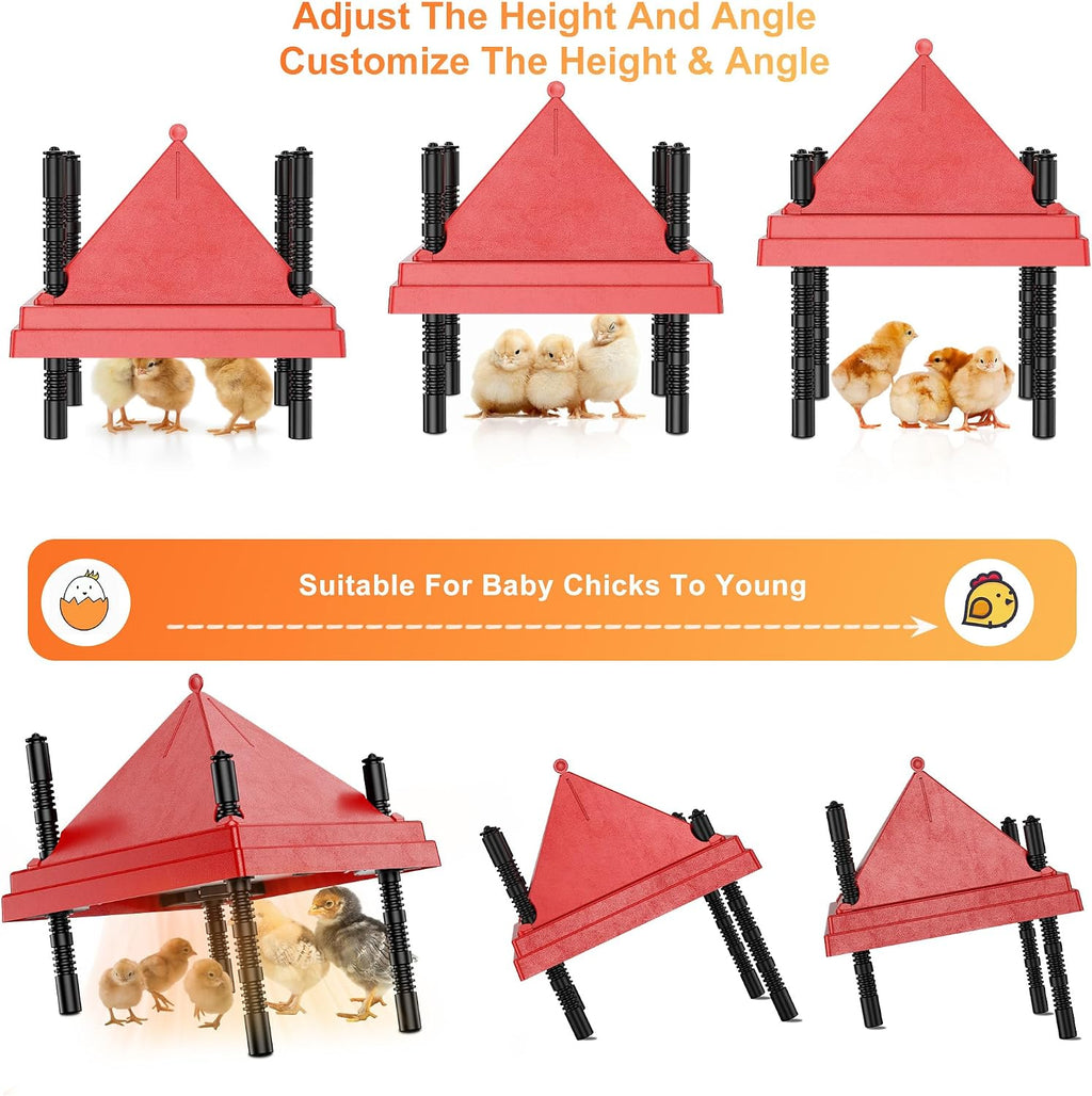 Chick Brooder Heater with Anti-Roost Cone & Constant Temp Red 12" x 12"