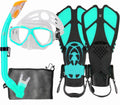 Kids Mask Fins Snorkel Set Snorkeling Packages, with Diving Mask, Snorkel, Adjustable Swim Fins, Mesh Bag, Anti-Fog