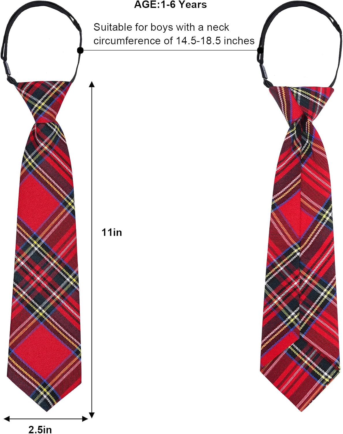 5pcs Boy's Necktie Pre-tied Adjustable Neck Strap Tie for Wedding Graduation School Uniforms
