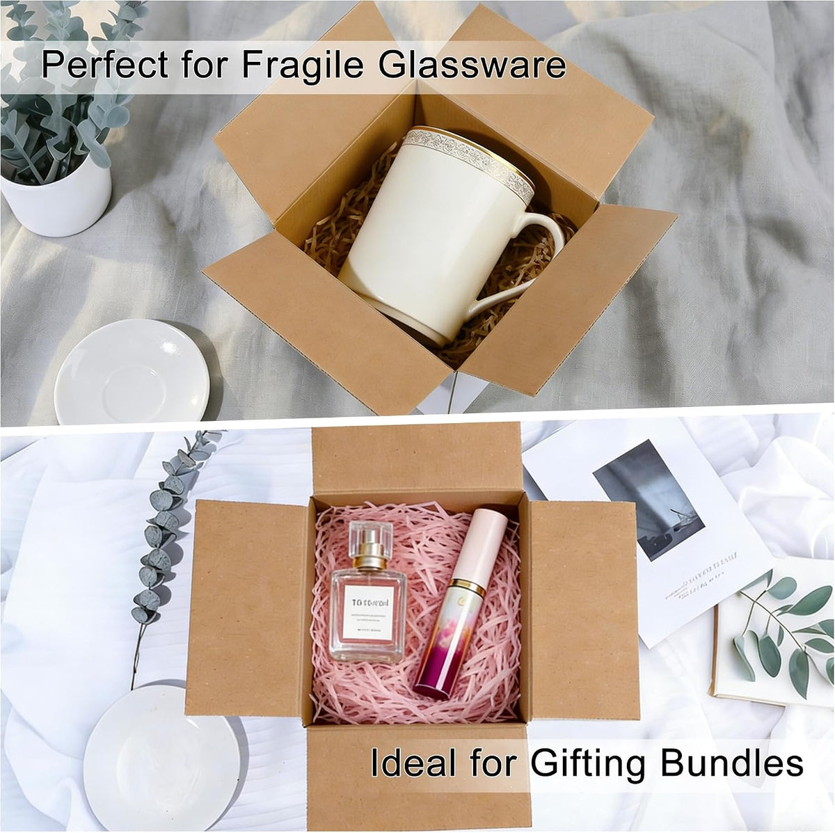 4x4x4" White Shipping Boxes, 25-Pack Small Corrugated Mailer Boxes for Small Business, 4x4x4 Inch Crush-Resistant