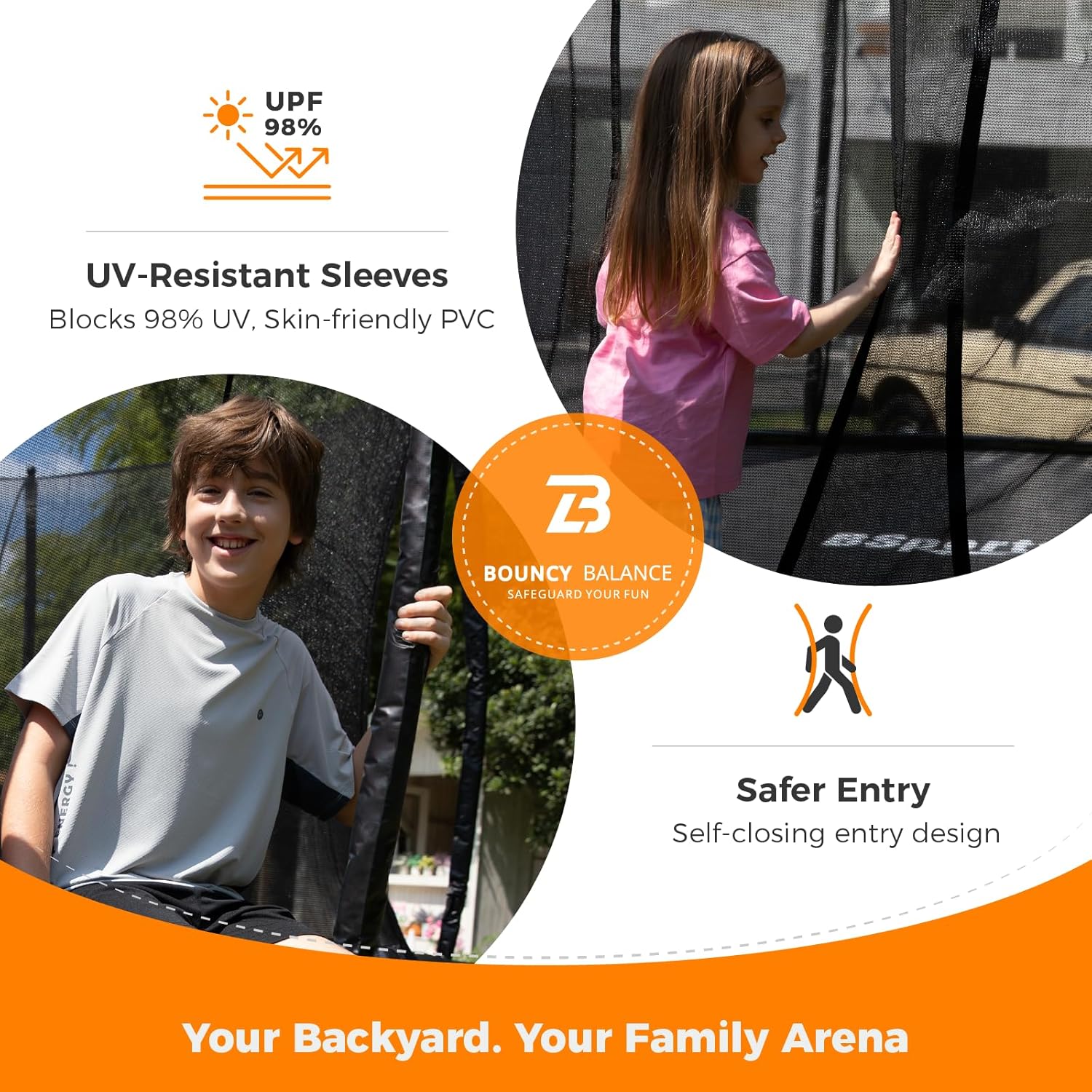 Trampoline Outdoor 10FT 14FT 16FT with Enclosure,5 Reinforced U-Shaped Legs with Center Support,ASTM