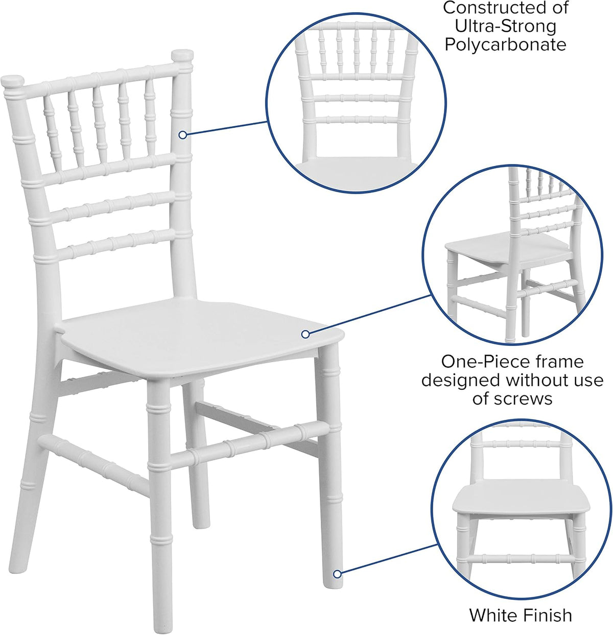 White Kids Resin Chiavari Chair, 10-Pack