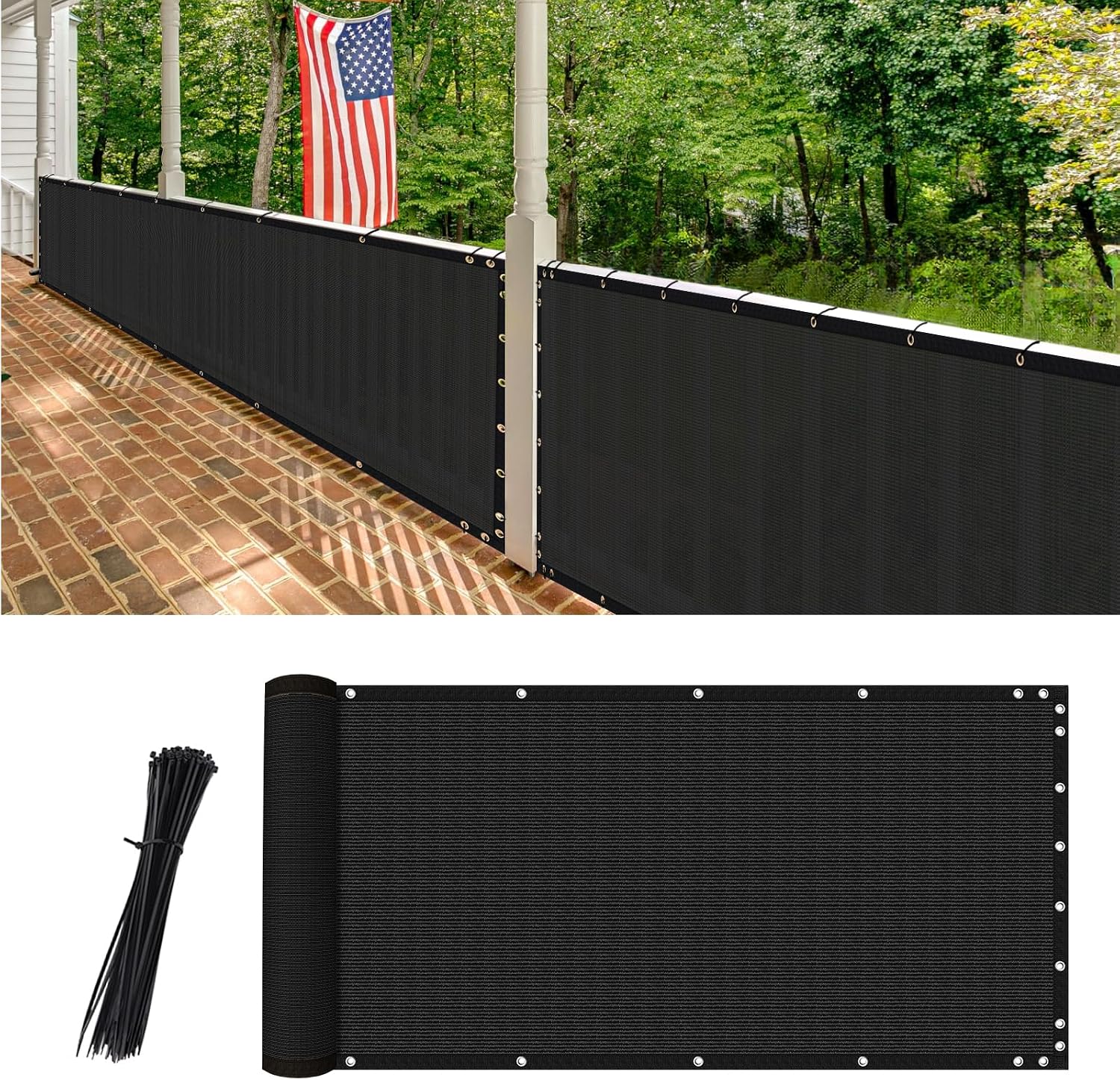 6' x 50' Heavy Duty Privacy Screen Fence (Black)