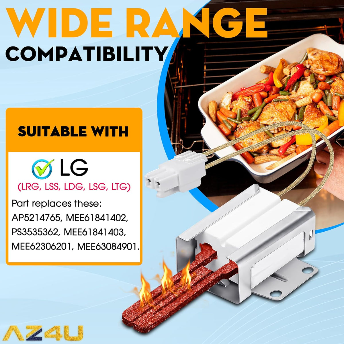 AZ4U Gas Oven Igniter For LG LRG3095ST LRG3194ST LSSG3019BD