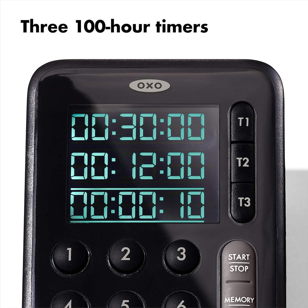 Good Grips Digital Triple Kitchen Timer, Three 100-Hour Counters