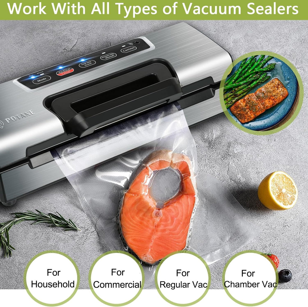 8 Pack 8"x20'(8Rolls) Thickened Vacuum Sealer Bags For Food, Textures on Both Sides, Smell-Proof, Heavy Duty for