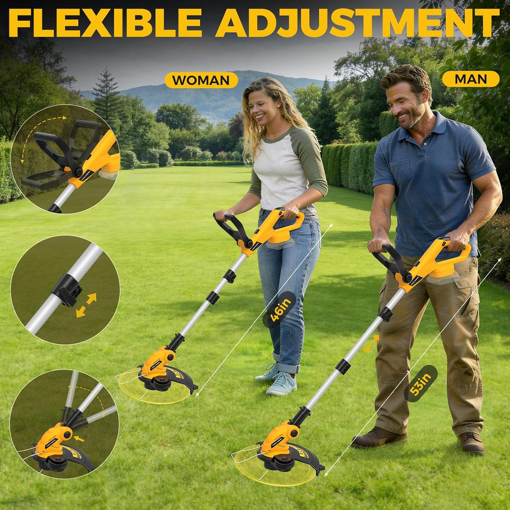 Cordless String Trimmer Compatible with Dewalt 20V MAX Battery (Tool Only) | 12" 3 in 1 Lawn Edger with 8 Spare