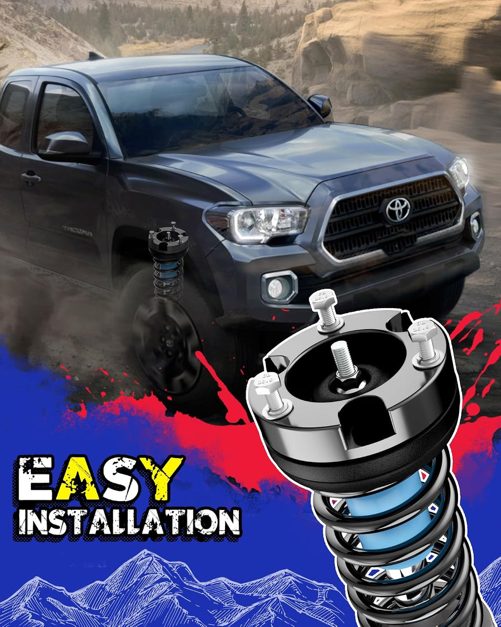 KSP 1.5" Front Leveling Kit for Toyota Tacoma Lift, 1.5 inch Front Lift Spacer for Toyota Tacoma 2005-2023 4Runner 2003-2024 FJ Cruiser 2007-2015, 1.5in Suspension Level Kit Aluminum Strut Spacers
