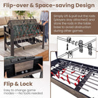 3 in 1 Multi Game Table, Swivel Combo Game Table with Foosball, Billiards & Table Tennis, Rod Storage Rack