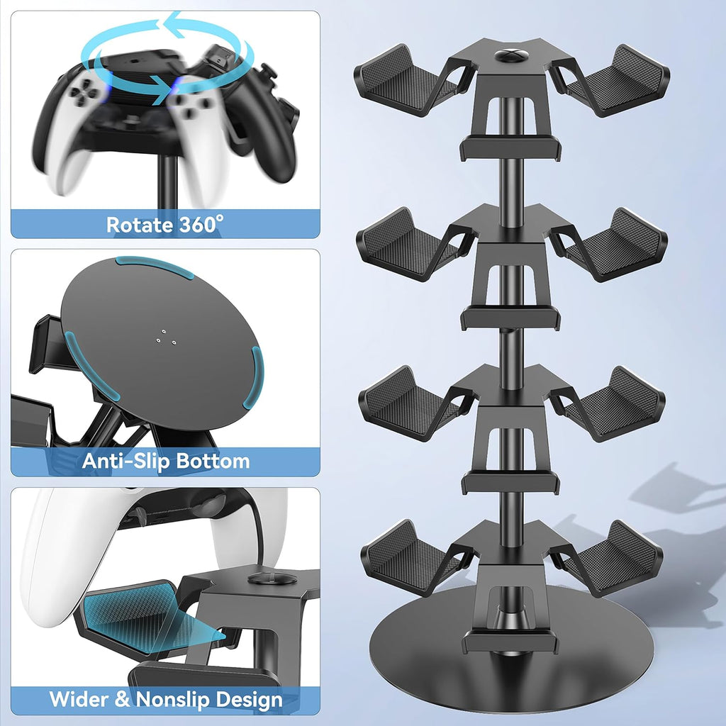 Headset Stand 4 Tiers for Desk, Rotatable Gaming Controller Stand for PS5/PS4/Xbox/Switch2/PS Portal/Phone, Universal