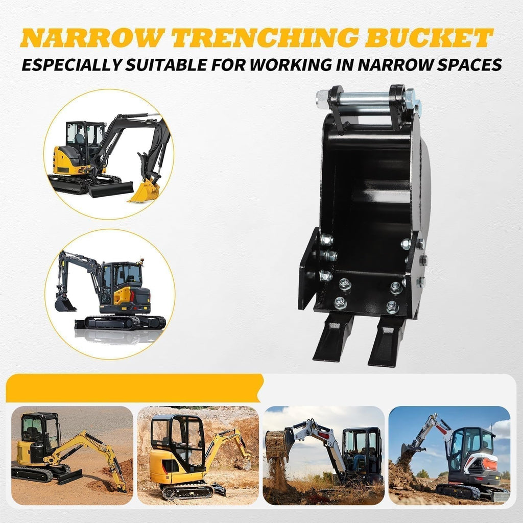 Jecoupoon 200mm Narrow Trenching Bucket Compatible with Mini Excavators