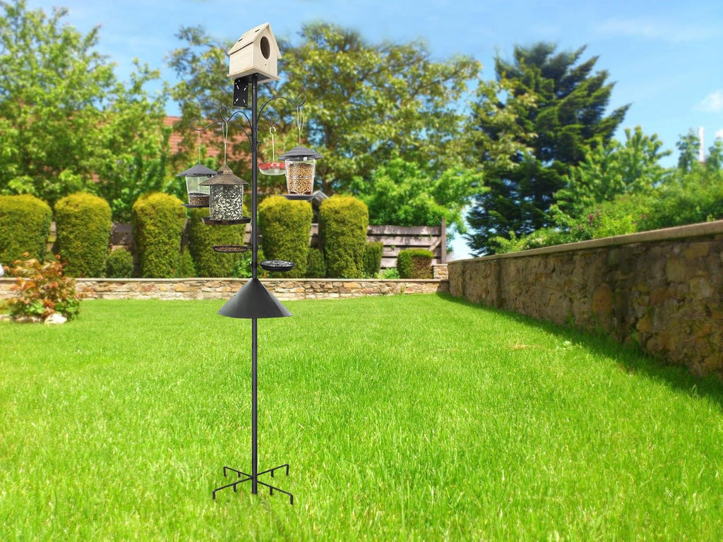 92 Inch Squirrel Proof Bird Feeder Pole with 9 Prongs Base, 1 Inch Dia Bird House Pole, Heavy Duty Bird Feeder Stand