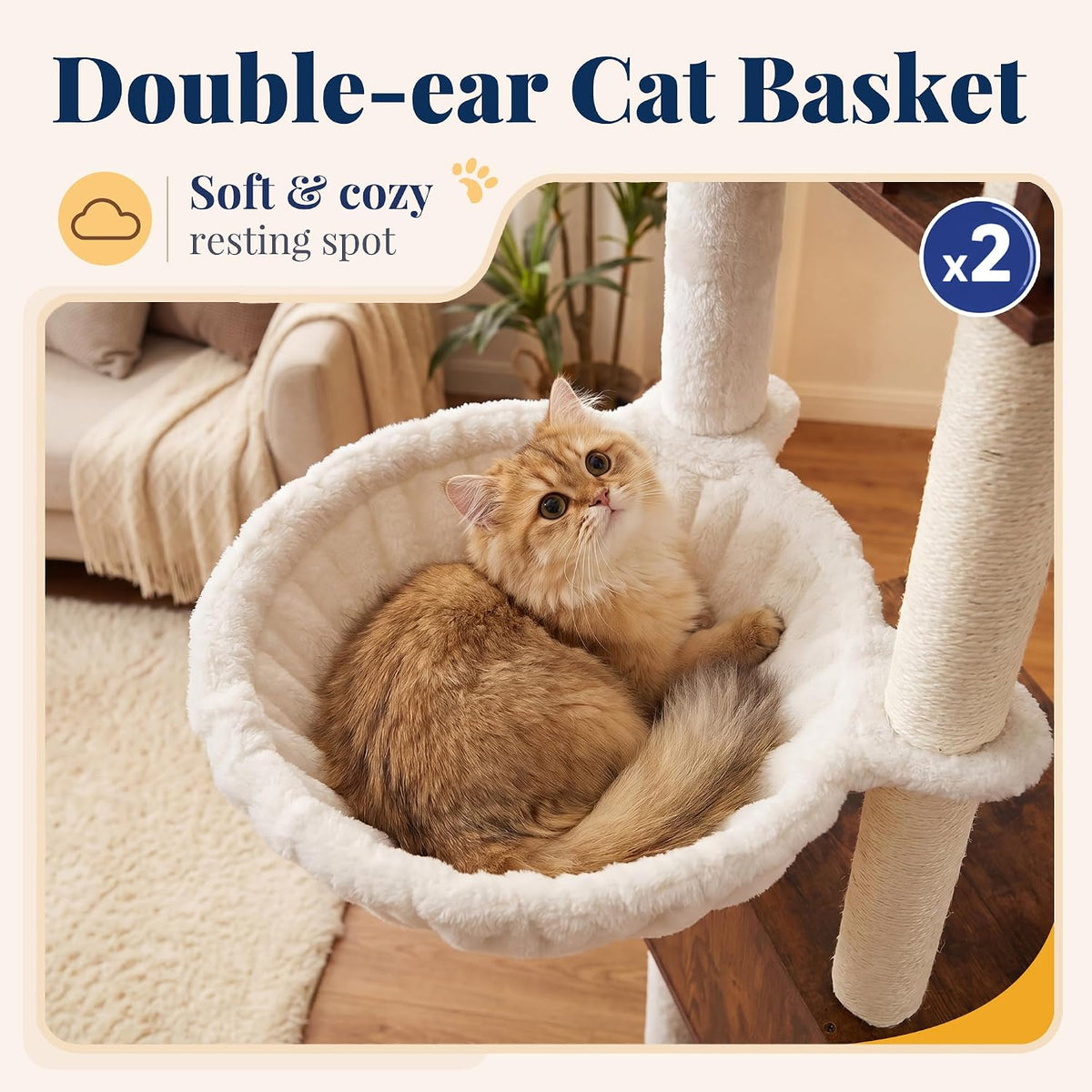 Wooden Cat Tree Tower with Large Condos, 2 Platforms, MPJ111SR