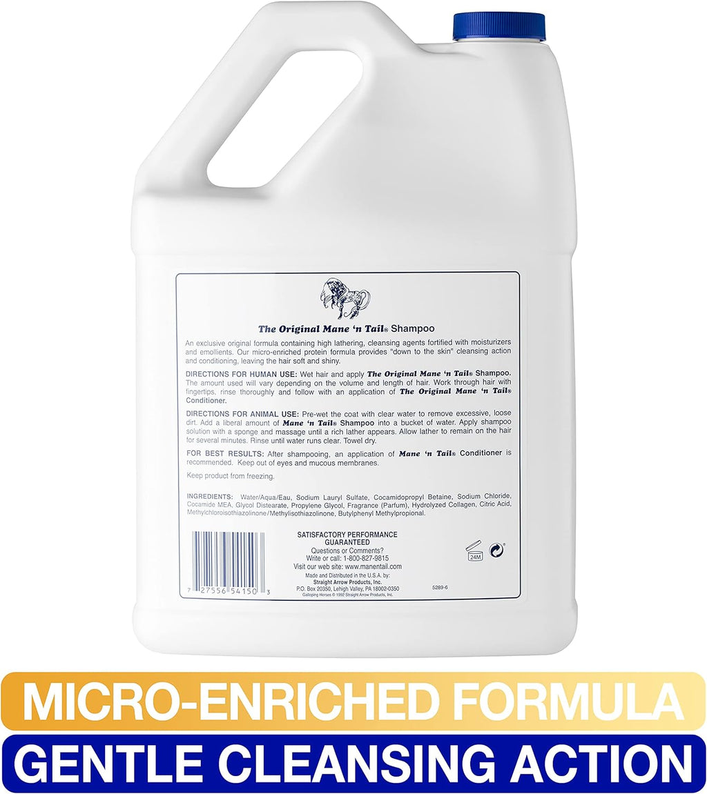 Mane ’n Tail Original Horse Shampoo, Protein-Enriched Grooming Formula for Soft Shiny Coats, Manes & Tails, Deep
