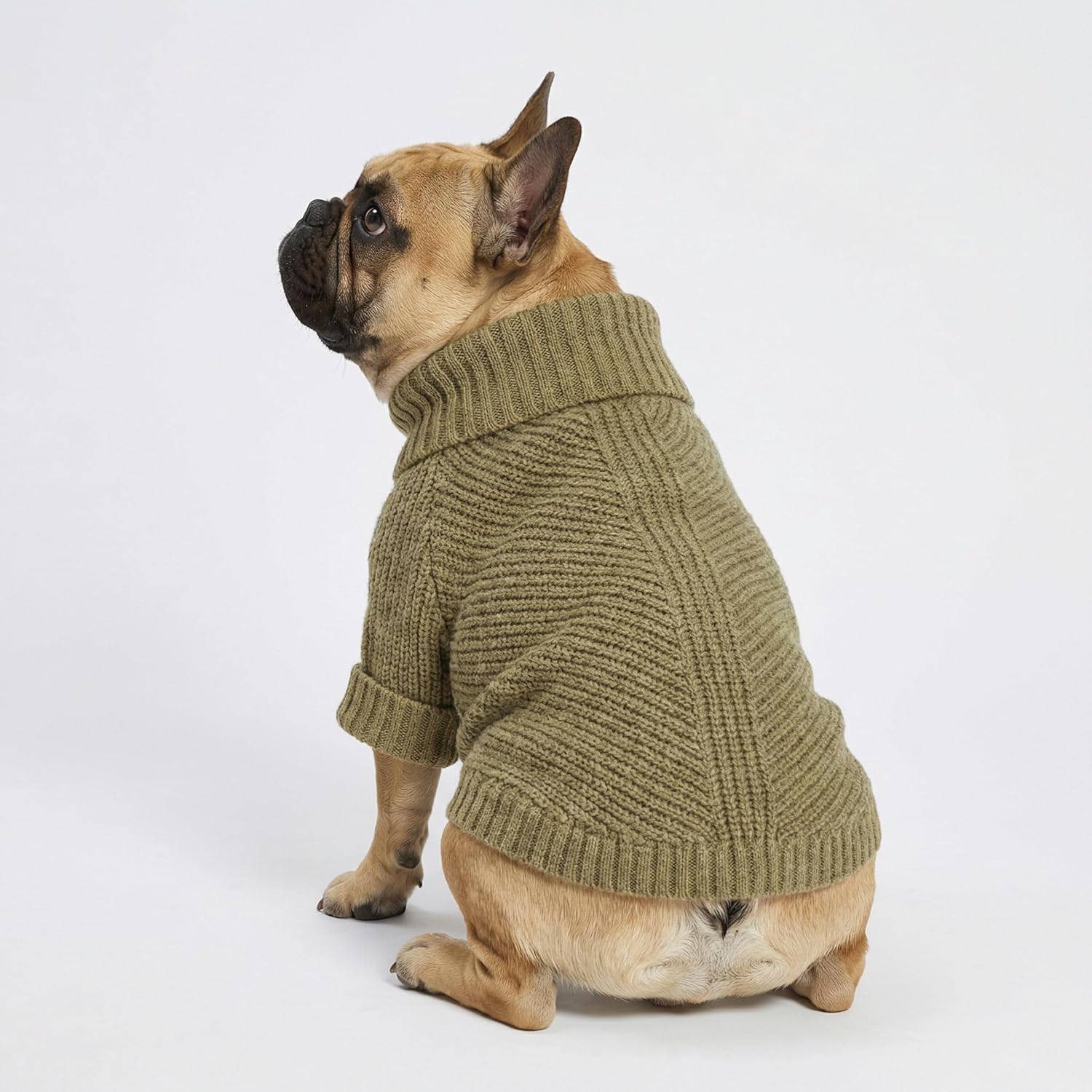 Thermal Knitted Dog Sweater Doggy Winter Coat Pet Clothes Doggie Turtleneck Jacket Puppy Outfits Cat Sweatsuit Sage