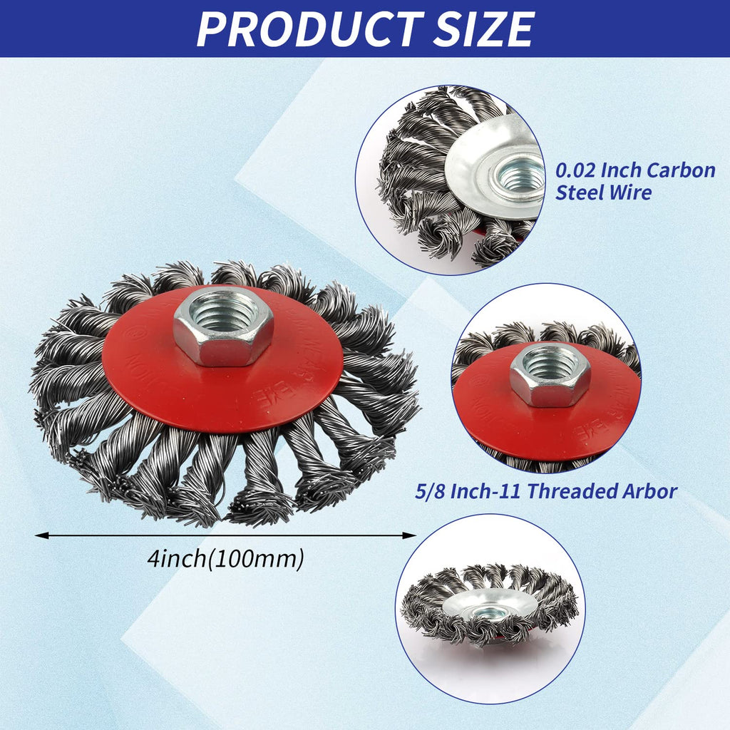 3 Pack Wire Wheel Brush for Angle Grinder, 5/8" Threaded Arbor