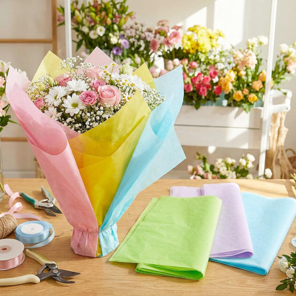 150 Sheets Colored Tissue Paper Bulk in 30 Colors 14x20 Inch