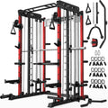 Smith Machine for Home Gym, Multi-Function M12 Power Cage with Cable Crossover System, Squat Rack with Smith Bar and