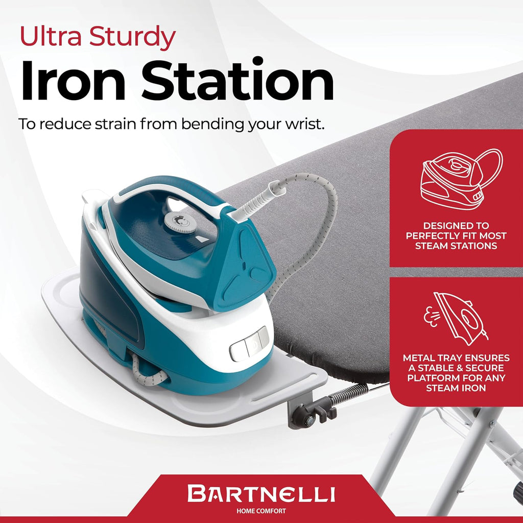 Extra Wide Pro Ironing Board 19x48 Ironing Surface with Iron Rest, Cord Holder, Shelf and 4 Layer Heat Resistant