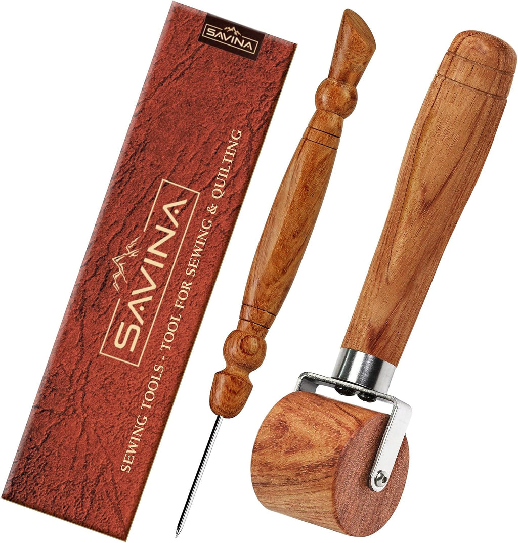 Seam Roller & Stiletto for Sewing/Quilting - Wooden Pressing Roller, Easy to Grip Handle - Wooden Sewing Quilting