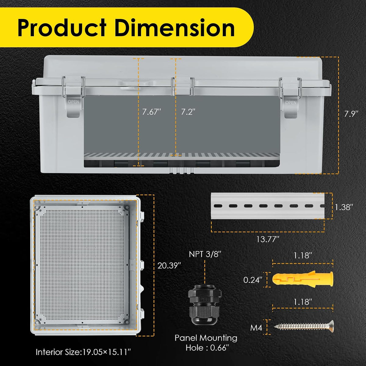 IP67 ABS Outdoor Electrical Junction Box Waterproof with Aluminum DIN Rail