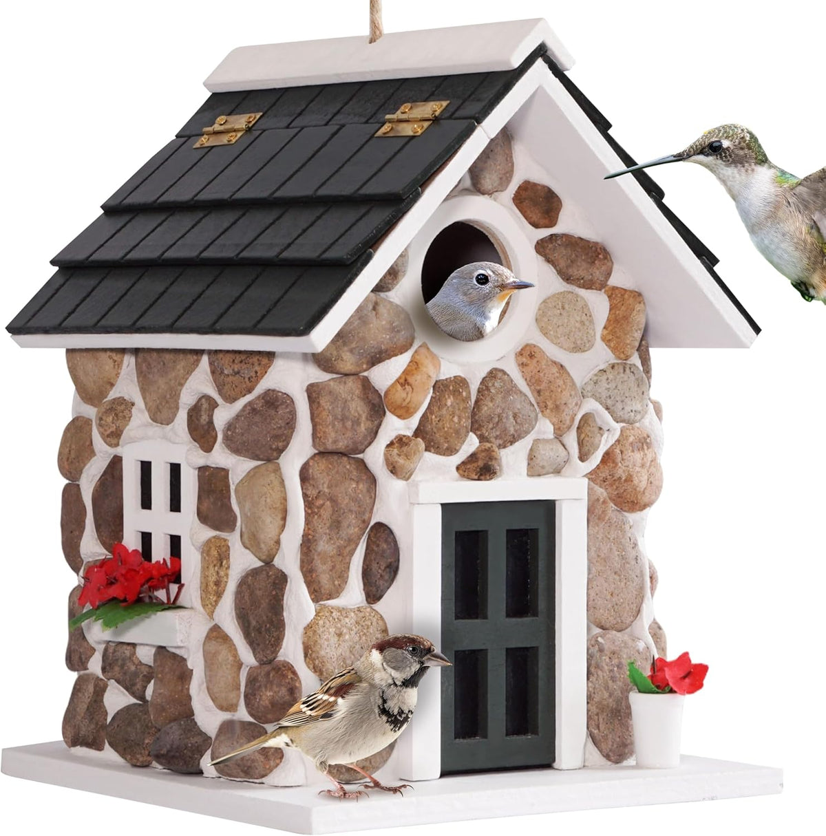 Bird Houses for Outside, Outdoor Bird House for Bird Families Bluebird Sparrow Finch Cardinals Hanging Birdhouse for