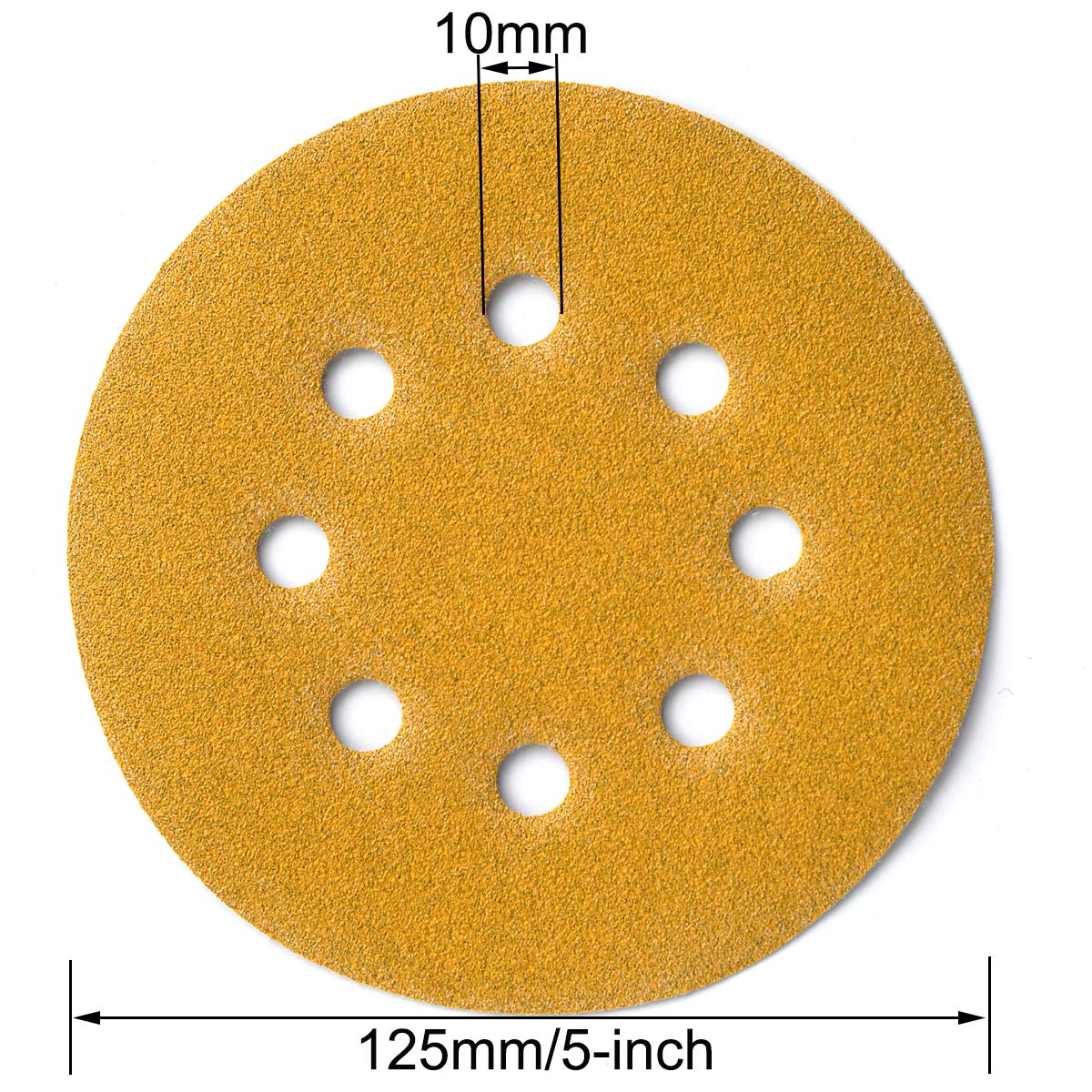 5-Inch 8-Hole Hook & Loop Sanding Discs 60-400 Mixed Grits, 105-Pack | 60 80 120 150 220 320 400 Assorted Grits, 5"