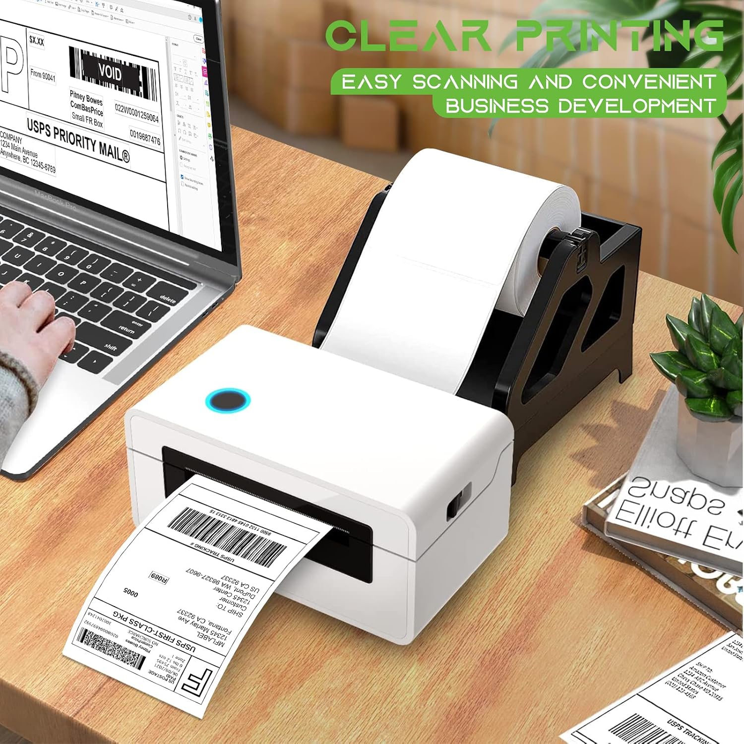 4x6 Direct Thermal Shipping Labels - 4 Rolls of 450 Labels/Roll, Compatible with Zebra 2844/ZP450/ZP500/ZP505