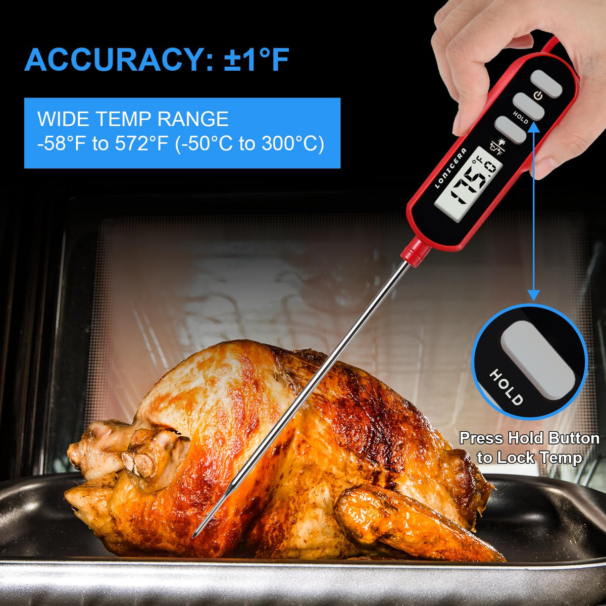 Digital Cooking Thermometer for Sourdough Bread, 5-Inch Probe