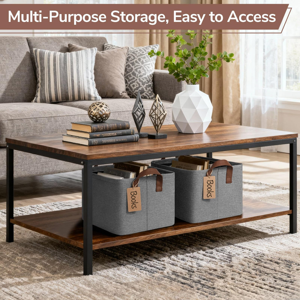 4 Pack Fabric Storage Bins for Shelves, Metal Frame, 20L Gray