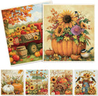 Fall Swedish Dishcloths, Pumpkin, Sunflower, 6 Pcs, 7 x 8 Inch