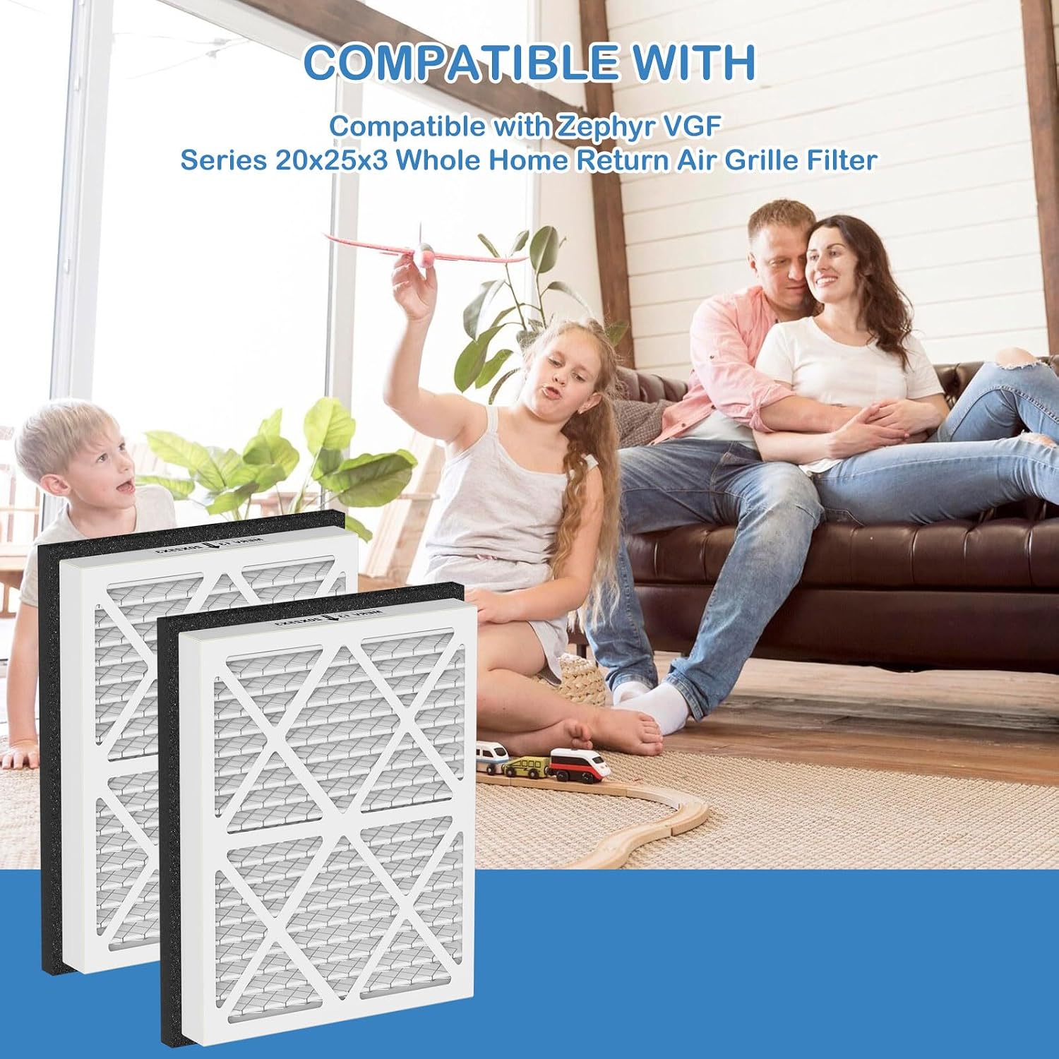 20x25x3 MERV 13 Pleated Air Filter Replacement Compatible with Honeywell Home Air Filter and Zephyr VGF Series