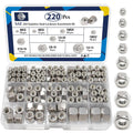 ZQZ 220Pcs SAE Stainless Nylon Lock Nuts Assortment Kit; #6-1/2 Locking Nut