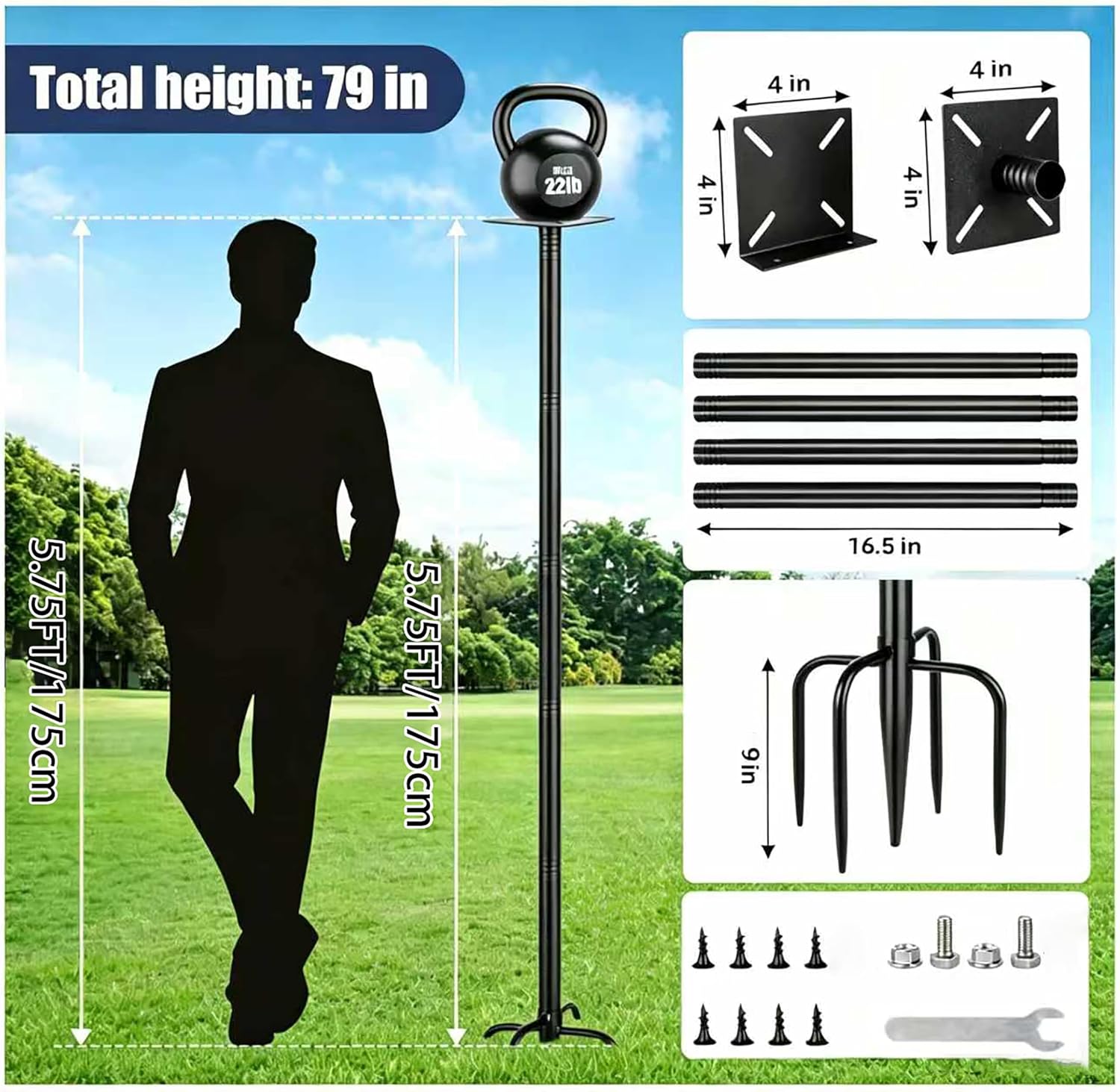 Smart Bird Feeder Pole Stand, 93 Inch Bird House Pole for Outdoors Heavy Duty Adjustable Mounting Pole for Smart Bird