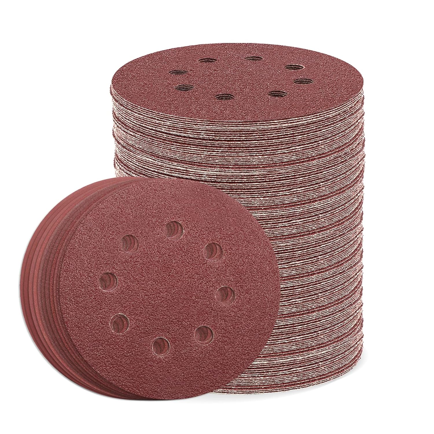 5 Inch 8 Hole Sanding Discs, 110PCS Mixed Grits Sandpaper Assortment | Aluminum Oxide, Hook and Loop Random Orbital