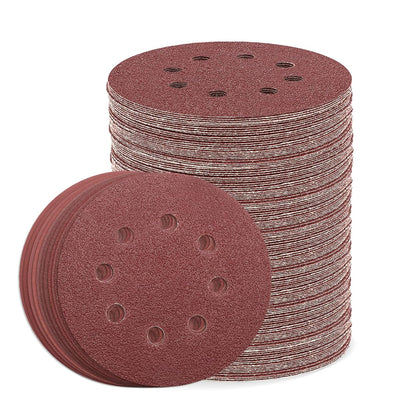 5 Inch 8 Hole Sanding Discs, 110PCS Mixed Grits Sandpaper Assortment | Aluminum Oxide, Hook and Loop Random Orbital