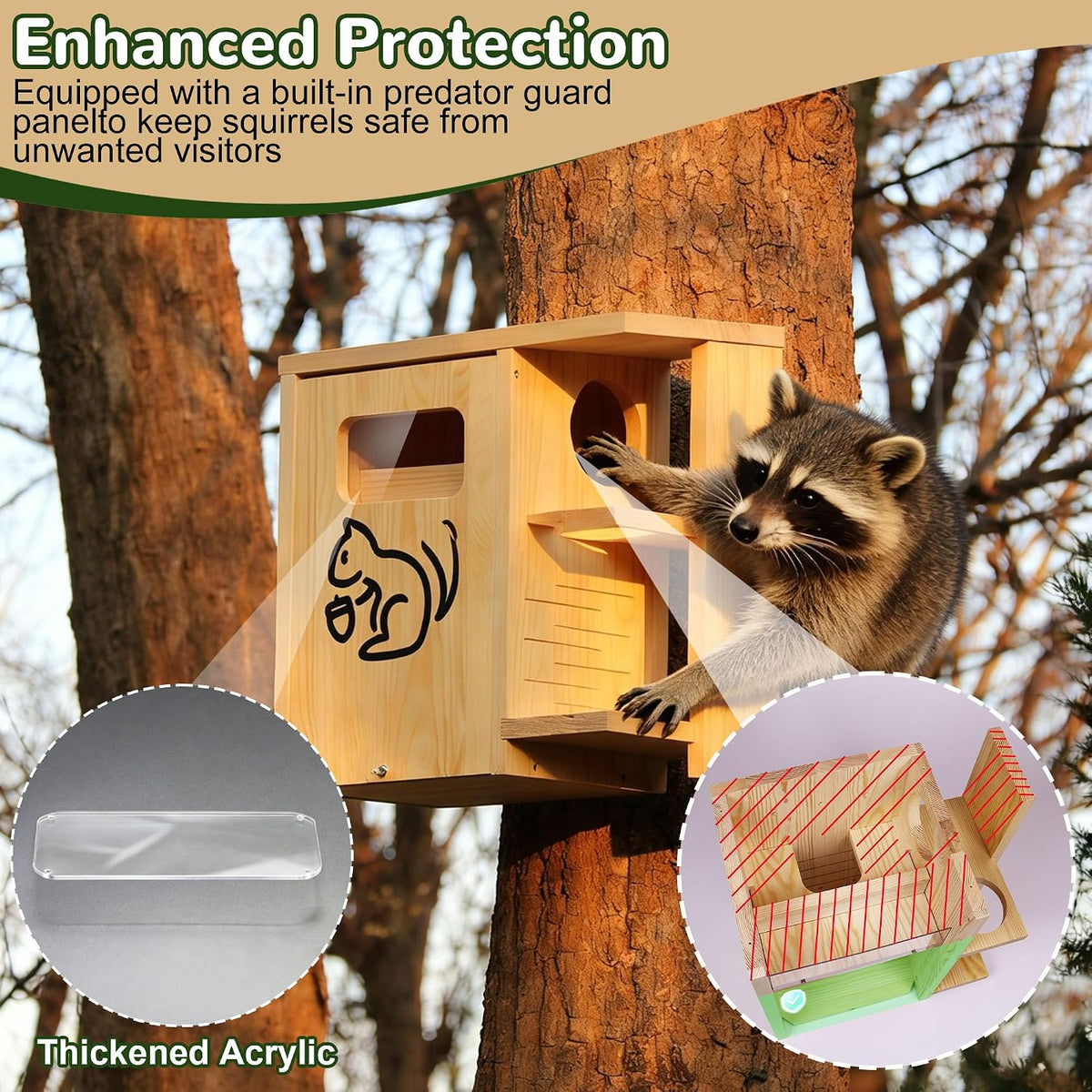 Extra Large Wooden Squirrel House for Outside