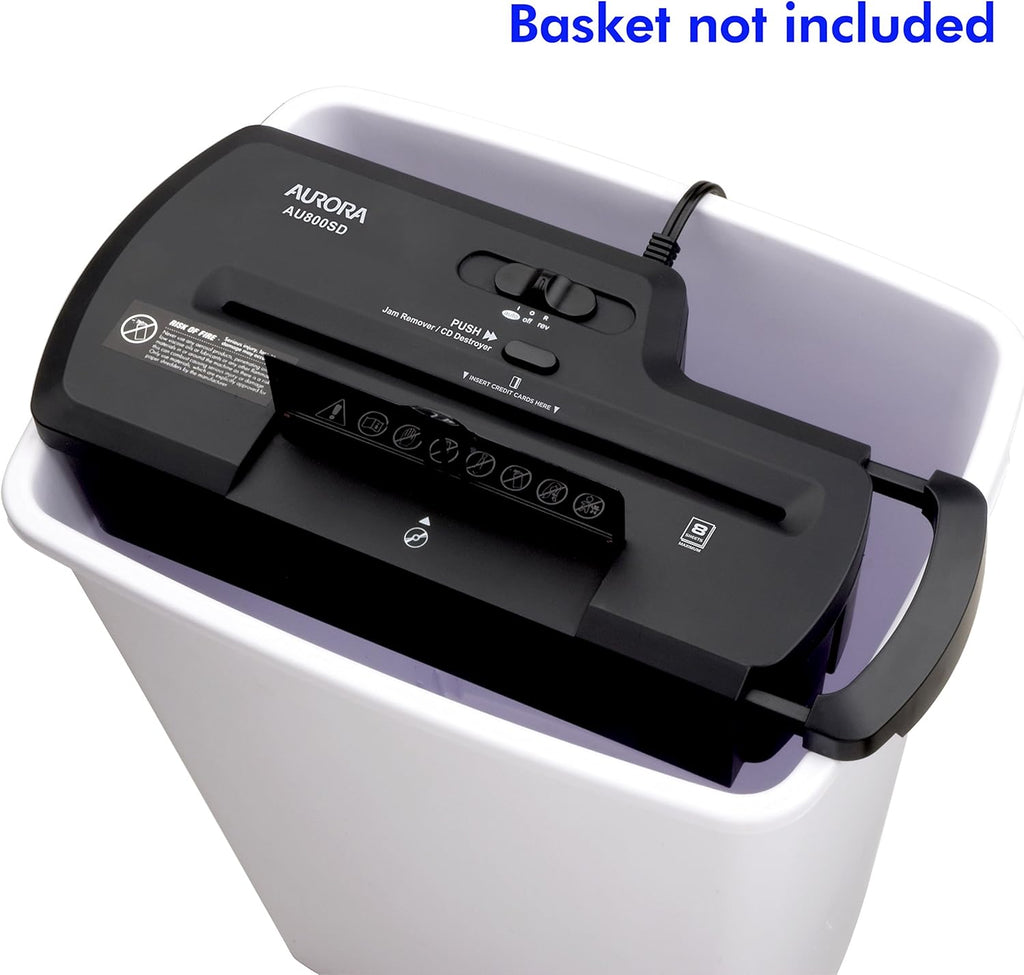 AU800SD Professional Strip Cut Paper Shredder/CD/Credit Card Shredder Without Wastebasket, 8-Sheet Strip-Cut No