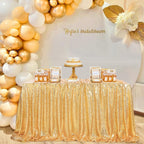 Gold Sequin Tablecloth 90"x132" Wedding Glitter Table Cloth