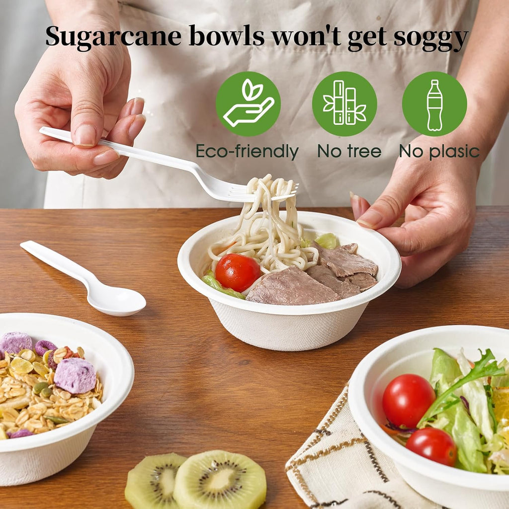 150 Pack 12 oz Compostable Paper Bowls Disposable, White